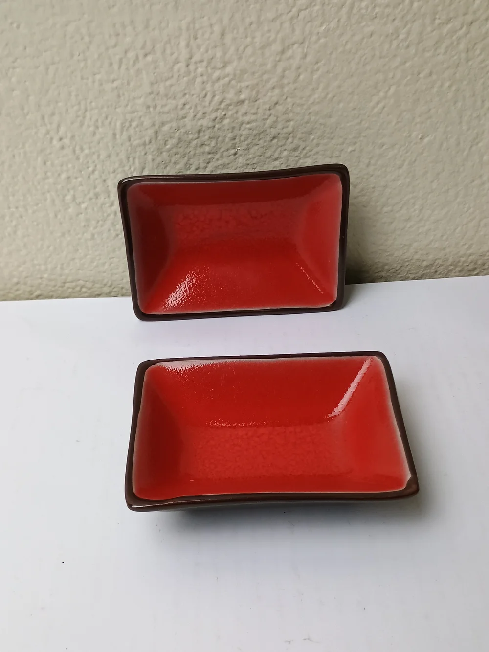 World Market Black Ceramic Rectangular Sauce Dish Set Of 2 Mini - Red Black